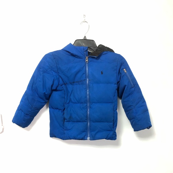 Boys Blue Puffer Jacket By Polo By Ralph Lauren Size 6 With Logo Embroidery - Picture 1 of 12